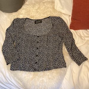 Reformation scoop neck floral button blouse
